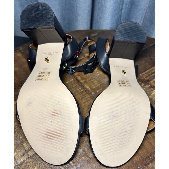 Kurt Geiger London Octavia Black Leather colorful Jeweled Block heel Size 8 - Picture 7 of 16